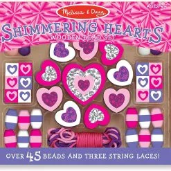 Melissa & Doug Melissa And Doug Ξύλινο Σετ Κατασκευής Με Χάντρες – Ροζ Καρδούλες (19495)